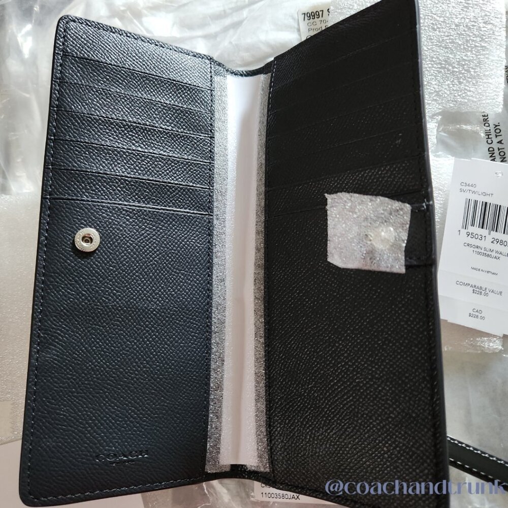 2 PC COACH Leather Prairie Satchel and Leather Slim Snap Long 12 Card Wallet NWT - Picture 3 of 16